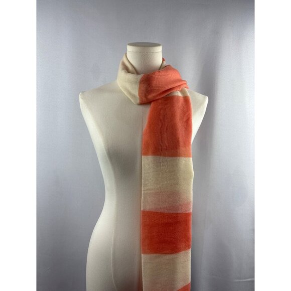 Striped Coral & Cream Scarf - Picture 3 of 6